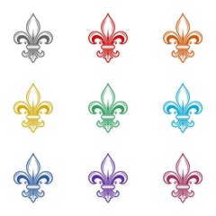 Fleur de lis sign icon isolated on white background. Set icons colorful © sljubisa