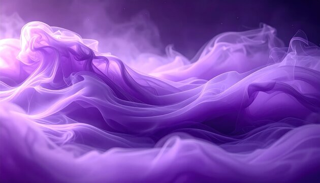 Abstract purple smoke waves flowing on dark background