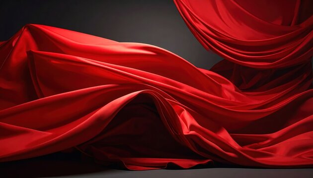 Red flowing silk fabric on dark background