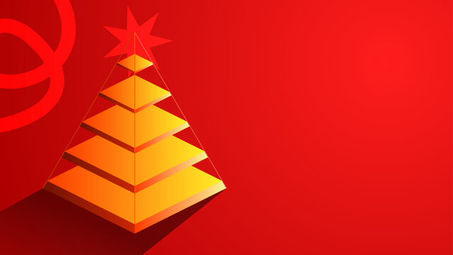 A pyramid shape standing upright with an empty space inside and a star as the ultimate goal. Step by step, layer by layer through the process, development, and planning for presentations purposes.