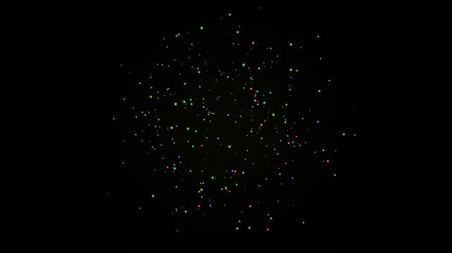 Abstract quantum prism rotating in dark space with glowing particle nodes