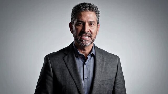 Confident Latin male executive leadership coach providing professional mentoring and business guidance for corporate leadership development and workplace training