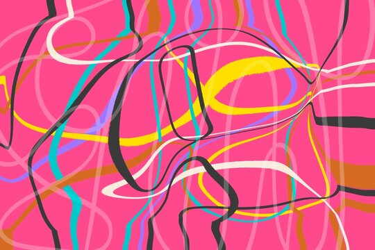 Vibrant geometric abstract line art with colorful curves