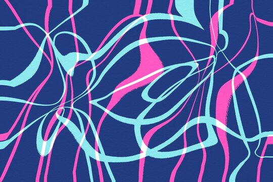 Abstract neon line art with geometric vector pattern