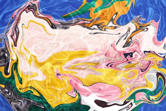 Abstract fluid art with colorful digital marble swirl