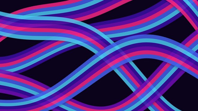 Colorful Wavy Ribbons on Dark Abstract Background