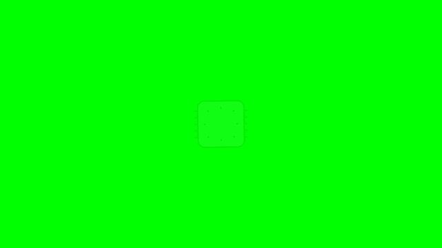 Simple White Microchip Icon with Circuit Lines Animated on Green Screen