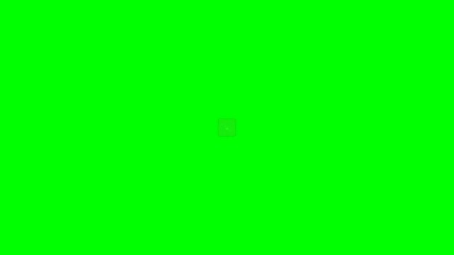 Pink Microchip Icon with Square Pins and Glowing Radial Circuit on Green Screen