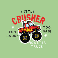 Little Crusher Monster Truck Cartoon Illustration © atap