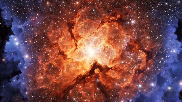 Deep space nebula explosion: vibrant cosmic supernova and glowing star cluster background