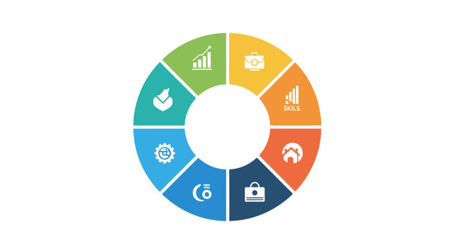 Colorful 8-Step Circular Business Infographic Diagram for Process Workflow and Strategic Planning