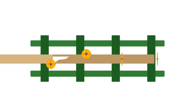 Automated Industrial Timber Moulder Spindle Carriage Vector Animation