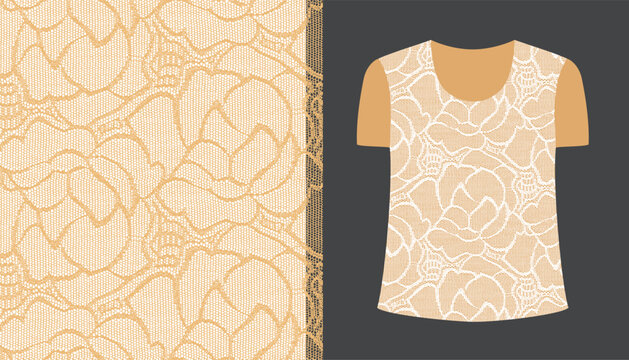 Large floral lace fabric and the visual effect applied to a top.