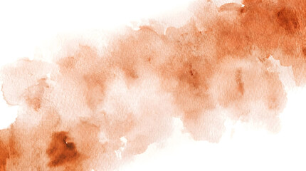 A soft sienna and copper watercolor cloud spreads gently across a clean white background with a light airy feel © MaximArt