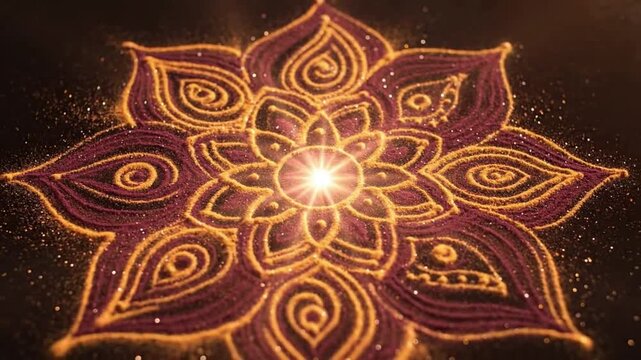 Abstract Diwali Festival Lights Motion Background Diya Amber Maroon 4K