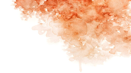 A rusty orange watercolor cloud with delicate drips flows across the top corner over a clean white background © MaximArt