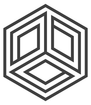 Cube paradox logo. Abstract geometric figure icon
