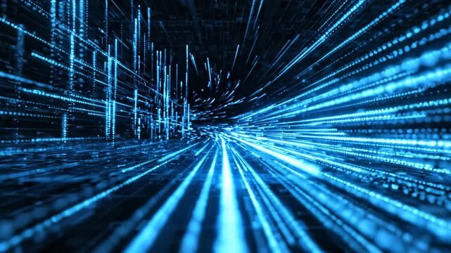 Digital data stream tunnel: high-speed fiber optic network and cyber technology background