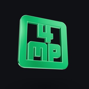 Rotating glowing green 4MP text logos floating in a grid pattern against a dark background in continuous smooth motion, showcasing technology branding and high-resolution camera specifications.