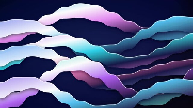 abstract paper cut wave background with layered colorful glowing curves for modern digital presentation design