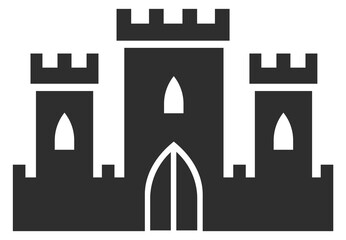 Obraz premium Castle black icon. Medieval old architecture symbol