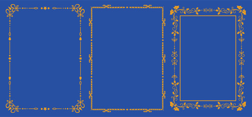 Christmas decorative frames set, golden ornaments for holiday season greetings cards and invitations. © MdShohel
