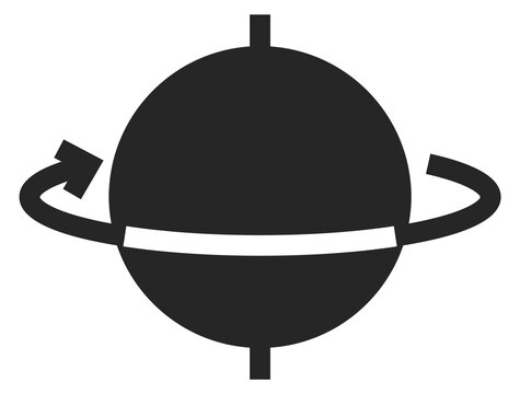 Spinning black icon. Angular momentum. Physics symbol