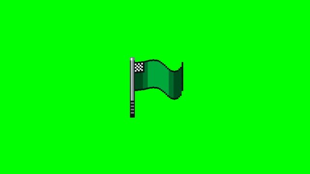 Pixel Green Flag Start Racing Signal Premium Motorsport Pixel Art Green Screen Asset