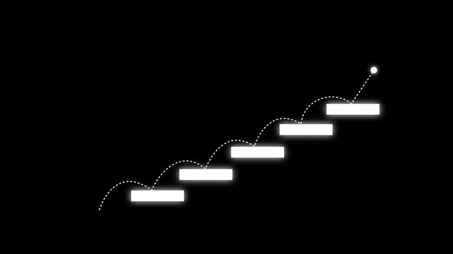 Animated financial growth chart with trend white line chart. going up stock market animation black screen background. business graph growth concept,4k motion graphics animation video.