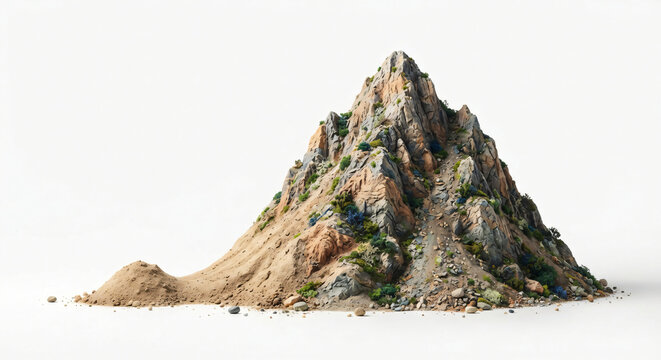 Making a Mountain out of a Molehill Idiom Concept Showing a Small Molehill Beside a Massive Rocky Mountain