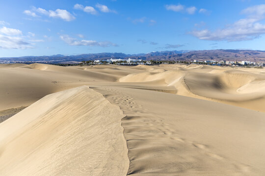 Gran Canaria Maspalomas sand dunes desert on Canary islands in Spain