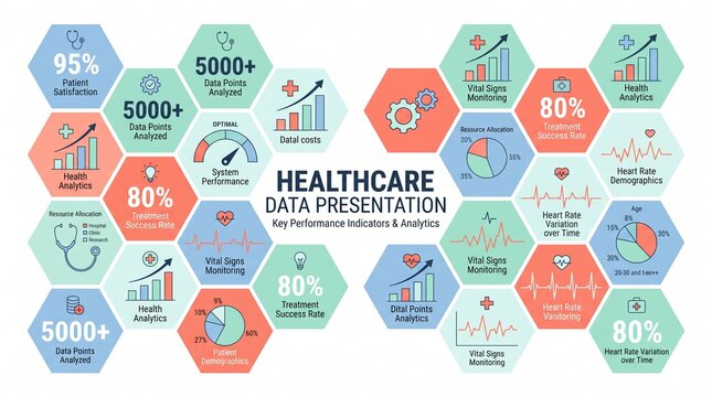 Healthcare analytics dashboard showing key performance indicators and data presentation metrics