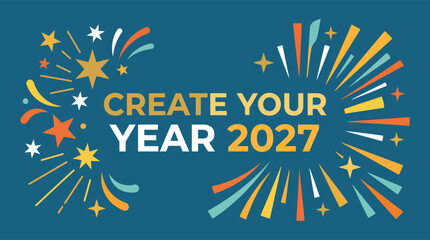 Celebrate the arrival of 2027 with this vibrant and colorful vector background perfect for new year's greetings and festive designs © MstFatema