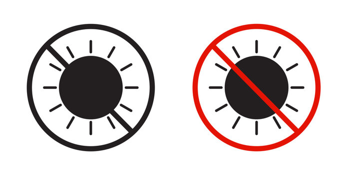 avoid sunlight icon in black stroke and fill