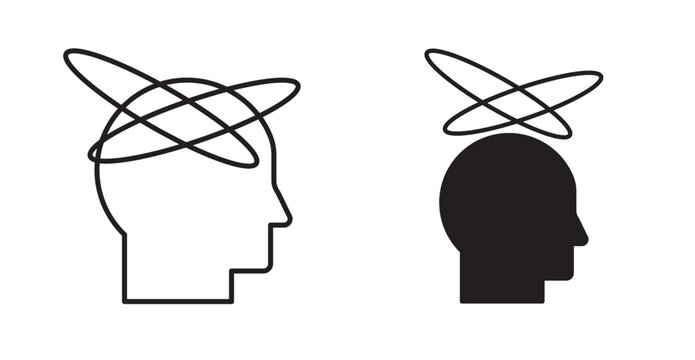 dizziness icon in black stroke and fill