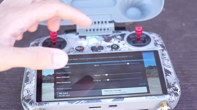 drone controller view, battery problem and checklist
