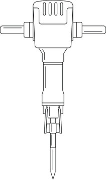 Jackhammer Outline Icon Illustration on White Background