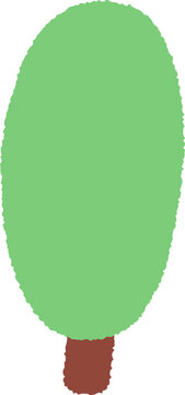 Hand Drawn Organic Tree Collection 014 &ndash; Light Green Oval Minimal Tree Illustration