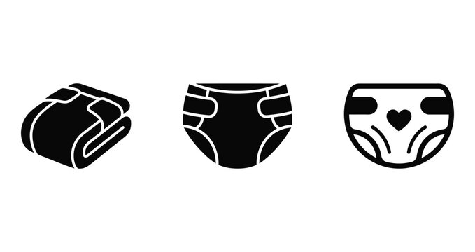 Minimalist diaper types including disposable baby diaper folded cloth diaper and training pants with heart
