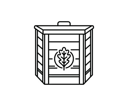 Wooden crate box shipping container vector icon line art cargo packaging