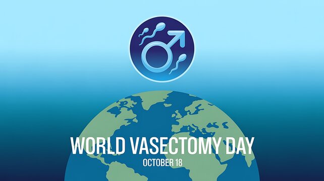 World vasectomy day banner with earth and male symbol