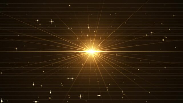 Gold Light Particle Background With Glowing Star Flares and Moving Grid Lines for Luxury Event Motion