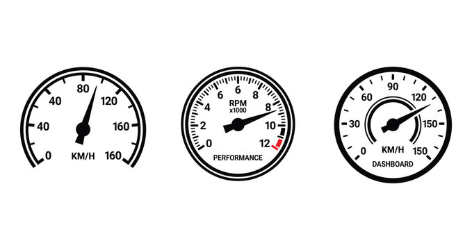 vehicle speedometer and tachometer gauges showing speed and performance metrics in kilometers per hour and RPM