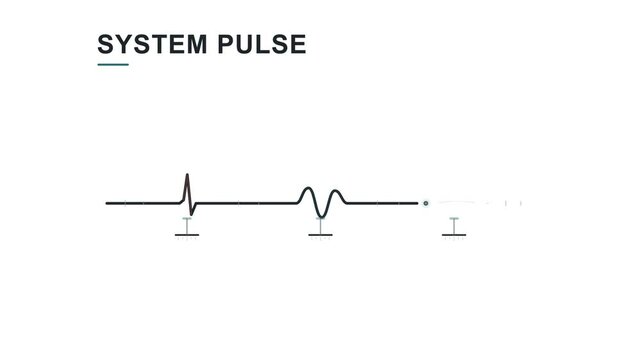 System pulse, loading bar and progress indicator on white background for technology interface, software development and monitoring. Digital display, minimal design and status update for business app.