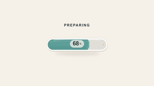 Loading progress bar, software update and system preparing with percentage status for data processing. Digital interface, web download and internet connection with transfer, installation and waiting