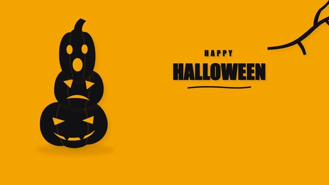 Halloween, pumpkins and silhouette on orange background for celebration, autumn event and spooky party. Jack-o-lantern, festive and greeting for marketing, advertising and seasonal promotion