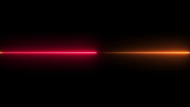 Straight neon laser red line black background. Lines abstract futuristic Technology Lasers - move - Abstract light on background,Bright glowing red neon line on dark