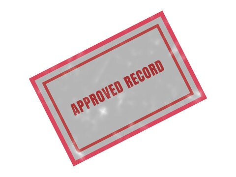 Approved record stamp on gray background
