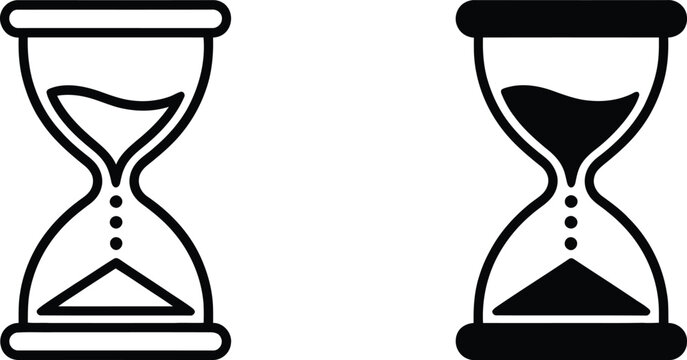 Hourglass sandglass time management or waiting icon vector set