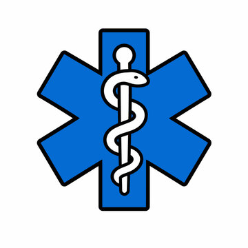 Blue Star of Life Medical Emergency Symbol.